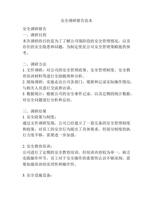 安全调研报告范本