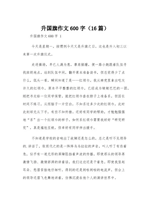 升国旗作文600字(16篇)