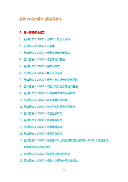 服装品牌VI清单表