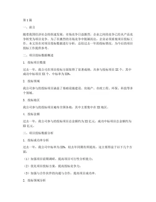 项目投标数据年度总结(3篇)
