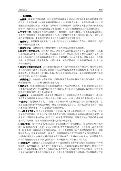 金融法重点总结