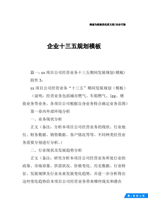 企业十三五规划模板