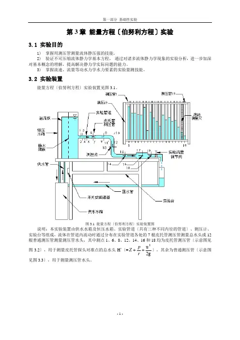 能量方程(伯努利方程)实验