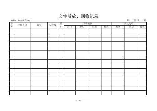质量记录清单表格