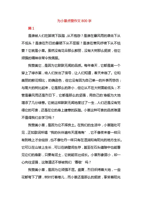 为小草点赞作文800字