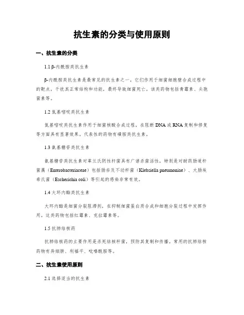 抗生素的分类与使用原则
