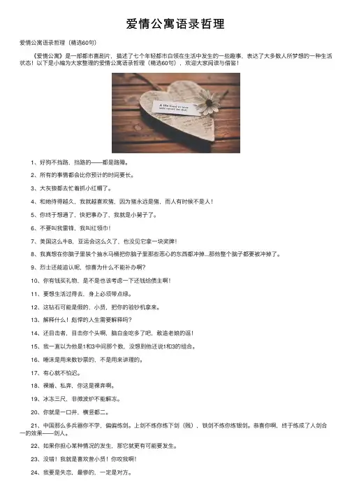 爱情公寓语录哲理