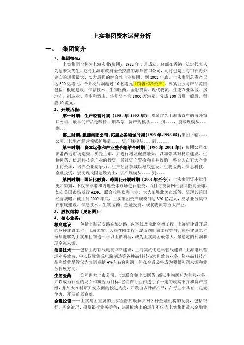 上实集团资本运营分析报告