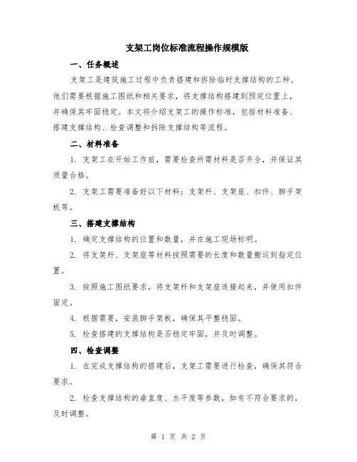 支架工岗位标准流程操作规模版