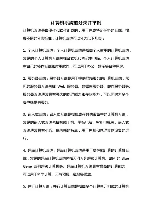 计算机系统的分类并举例