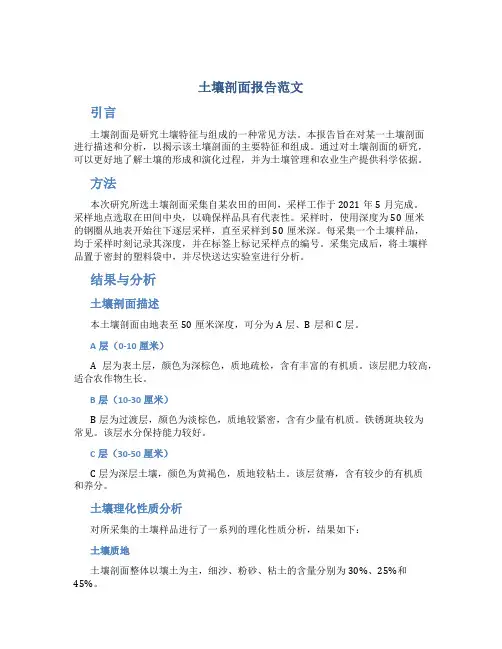 土壤剖面报告范文