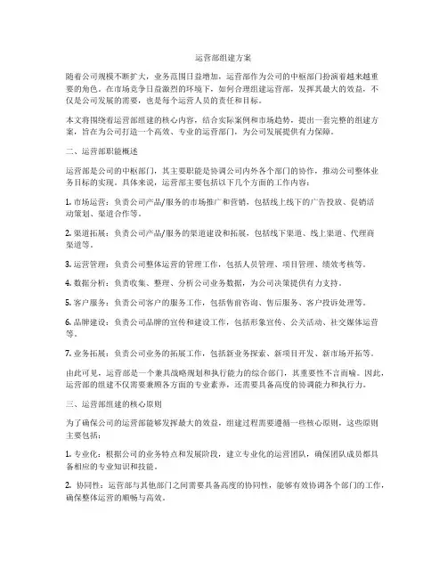 运营部组建方案