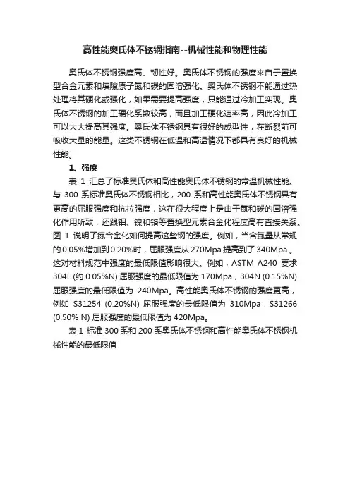 高性能奥氏体不锈钢指南--机械性能和物理性能?