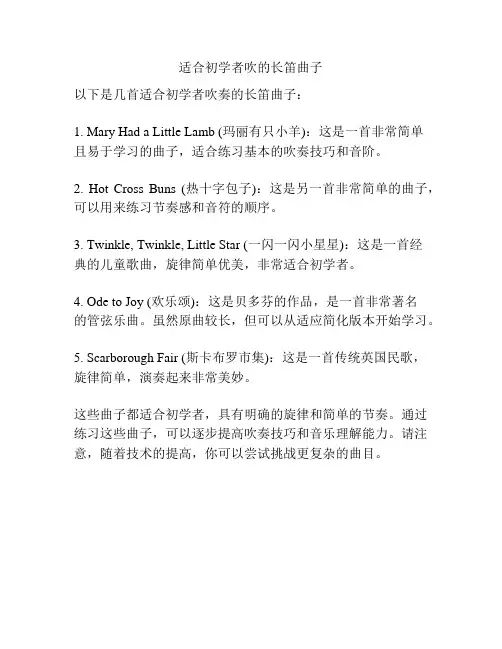 适合初学者吹的长笛曲子