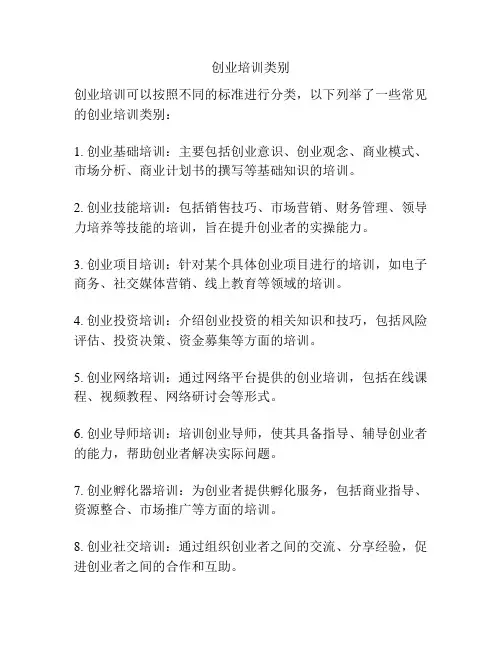 创业培训类别