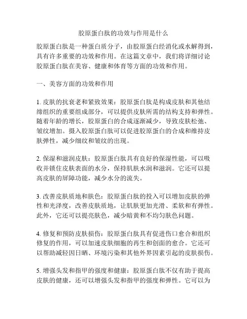 胶原蛋白肽的功效与作用是什么