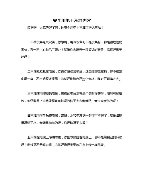 安全用电十不准内容