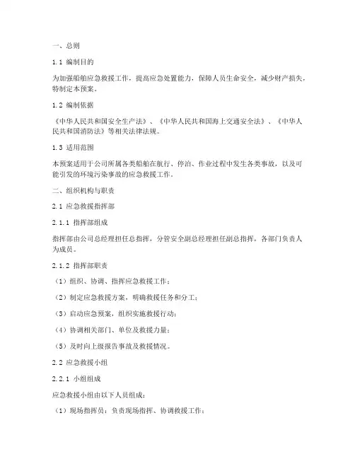 应急救援预案范文船舶