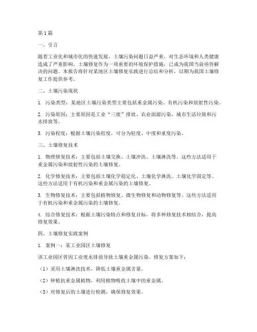 关于土壤修复实践报告(2篇)