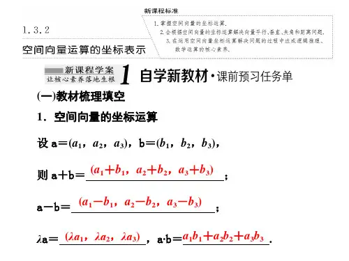 高中数学选择性必修一(人教版)《1.3.2空间向量运算的坐标表示》课件