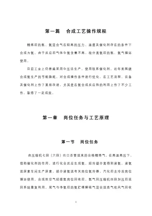 合成氨工艺操作规程
