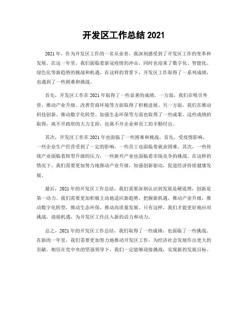 开发区工作总结2021