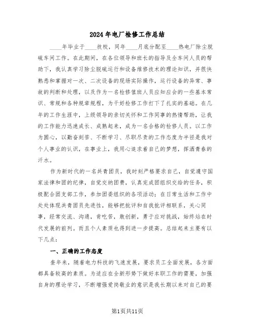 2024年电厂检修工作总结(4篇)