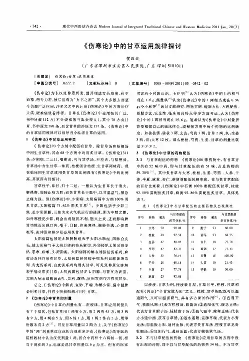 《伤寒论》中的甘草运用规律探讨