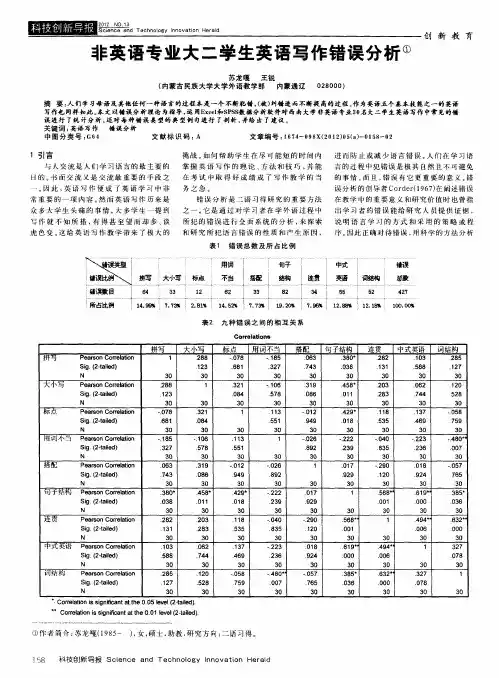 非英语专业大二学生英语写作错误分析