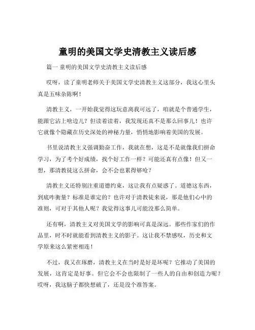 童明的美国文学史清教主义读后感