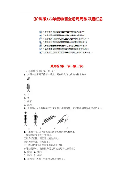 【沪科版】物理八年级全集周周练习题 (全书完整版)