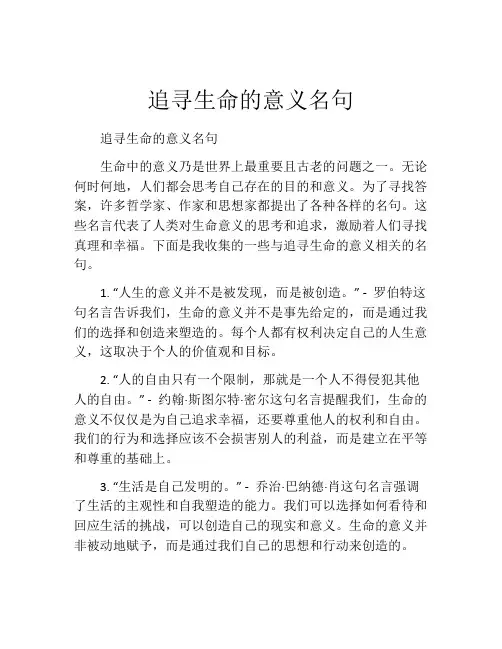 追寻生命的意义名句