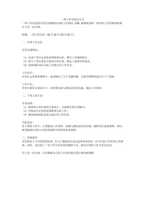 一周工作动态怎么写
