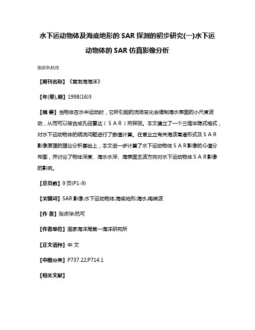 水下运动物体及海底地形的SAR探测的初步研究(一)水下运动物体的SAR仿真影像分析