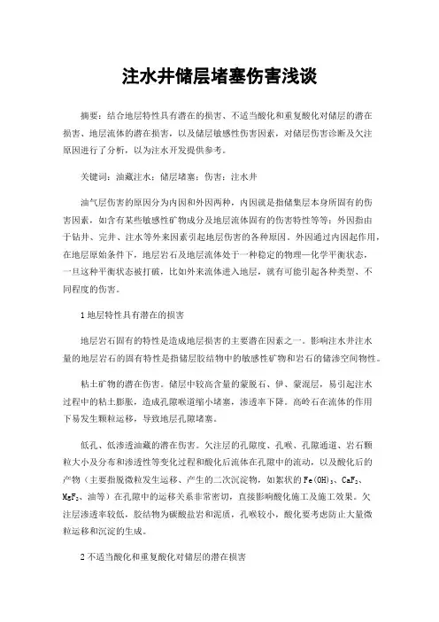 注水井储层堵塞伤害浅谈