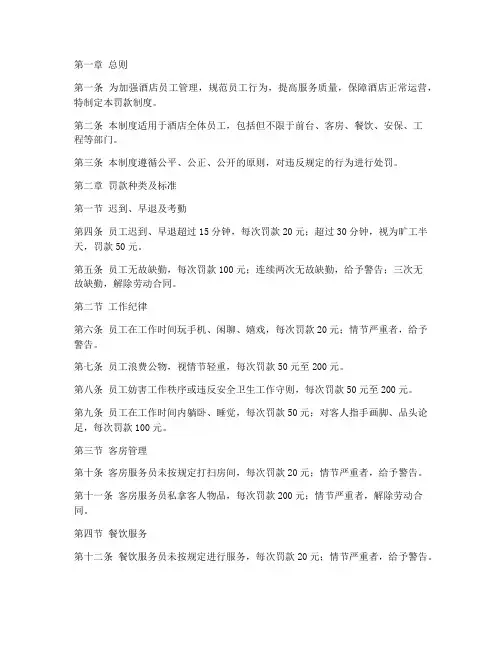 酒店员工管理罚款制度