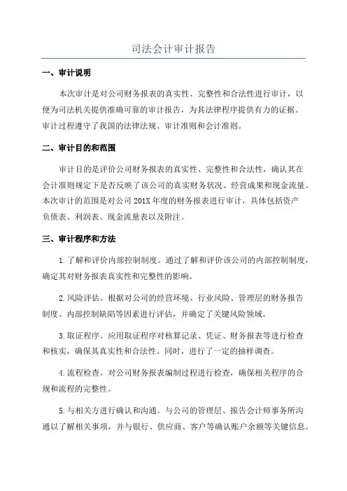 司法会计审计报告