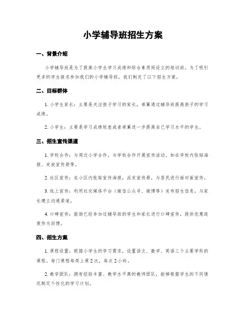小学辅导班招生方案