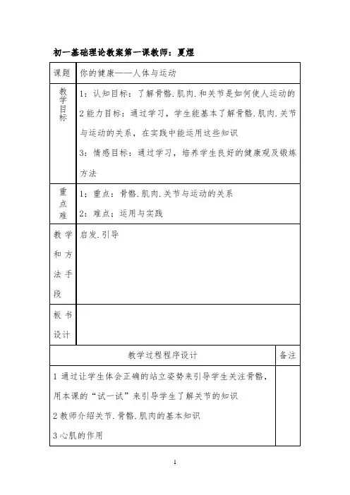 初中七年级全套体育教案公开课(共36课)