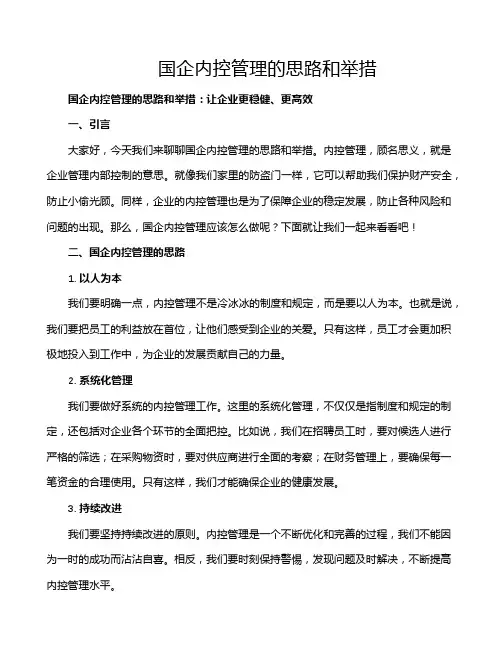 国企内控管理的思路和举措