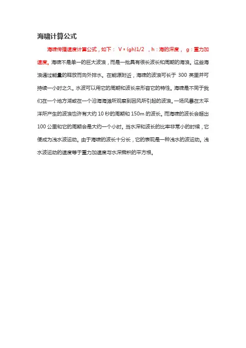 海啸计算公式