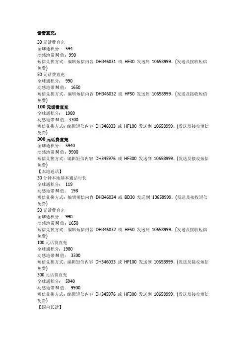 中国移动积分换话费、换短信、换彩信、换流量包的办法