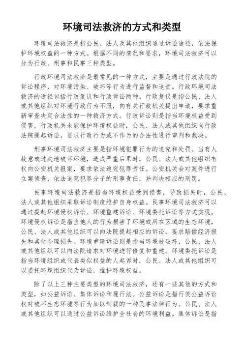 环境司法救济的方式和类型