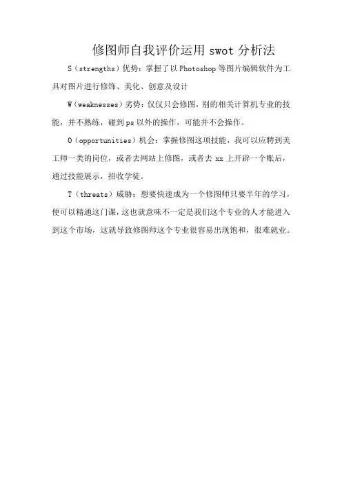 修图师自我评价运用swot分析法