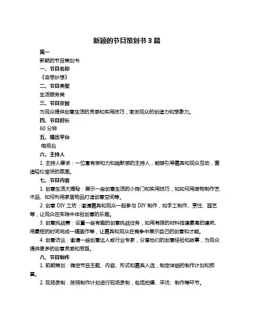新颖的节目策划书3篇
