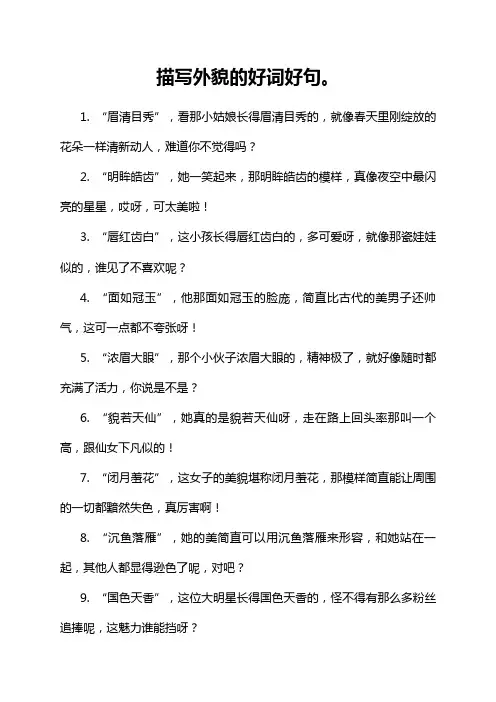 描写外貌的好词好句。