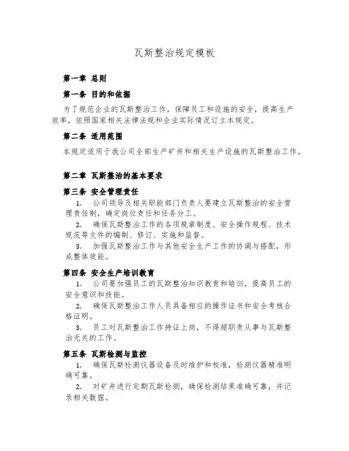 瓦斯治理规定模板