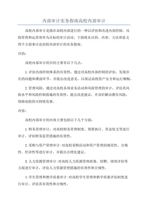内部审计实务指南高校内部审计