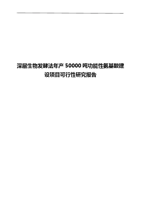 深层生物发酵法年产50000吨功能性氨基酸建设项目可行性研究报告