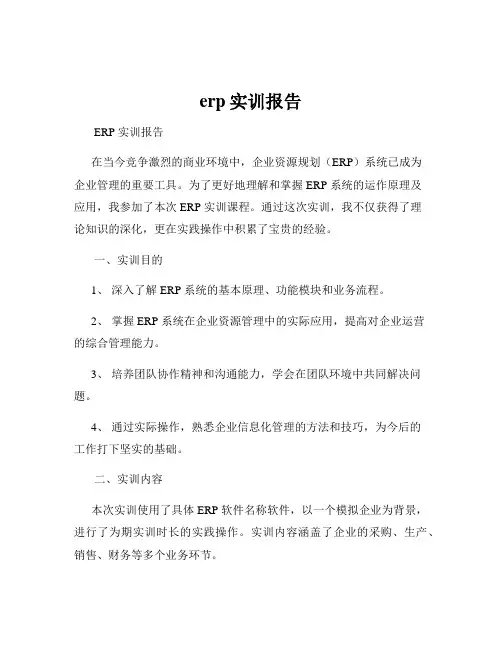 erp实训报告